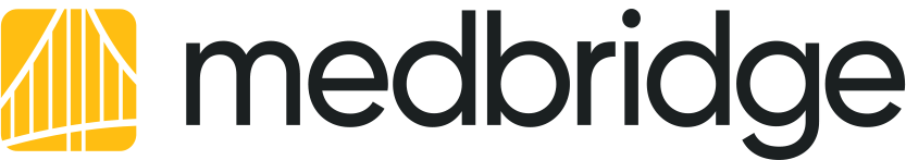 Medbridge logo with a yellow and white abstract symbol and "medbridge" in bold lowercase letters.